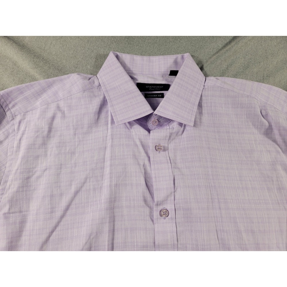 Statement Modern Fit Dress Shirt XL Lavender Purple Sheer Woven Cotton Button Up
